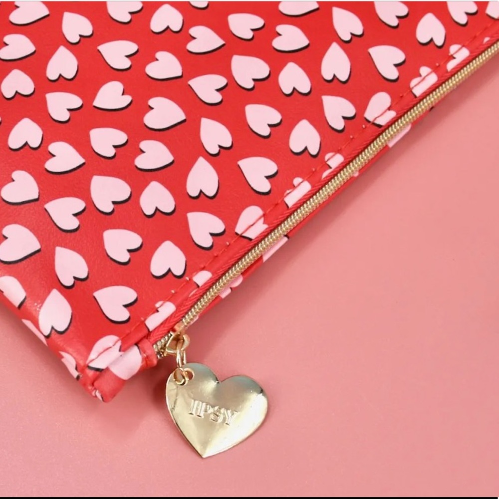 Ipsy Red Heart Glam Cosmetic Bag